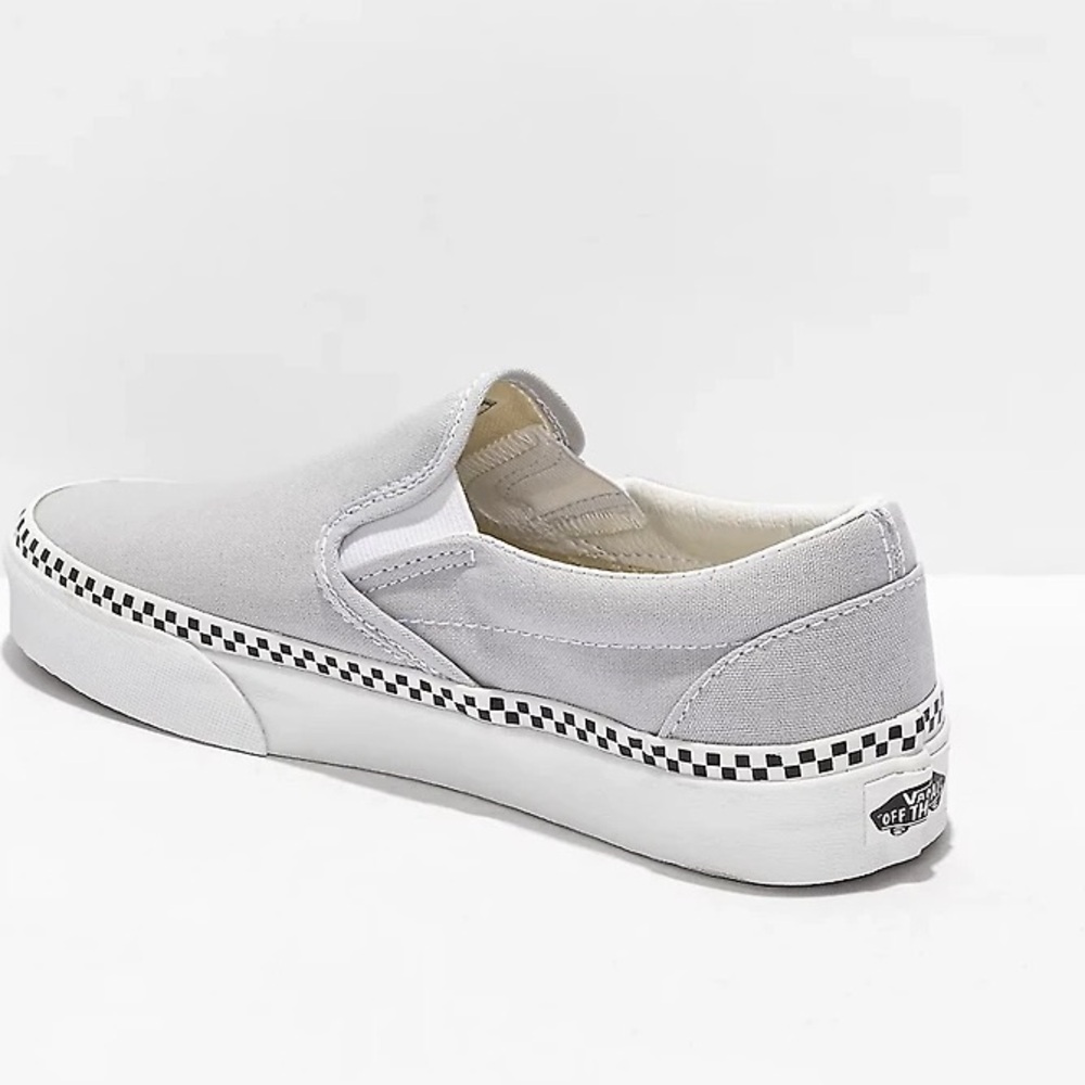 New Vans Slip-On Checkerboard Foxing Grey Dawn Skate Shoes size 7